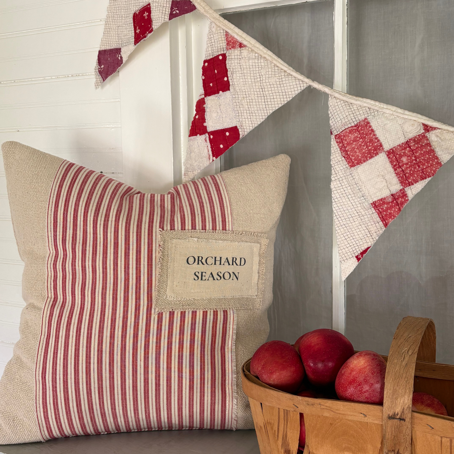 Orchard Season Red Stripe and Feed Sack Inspired-18'