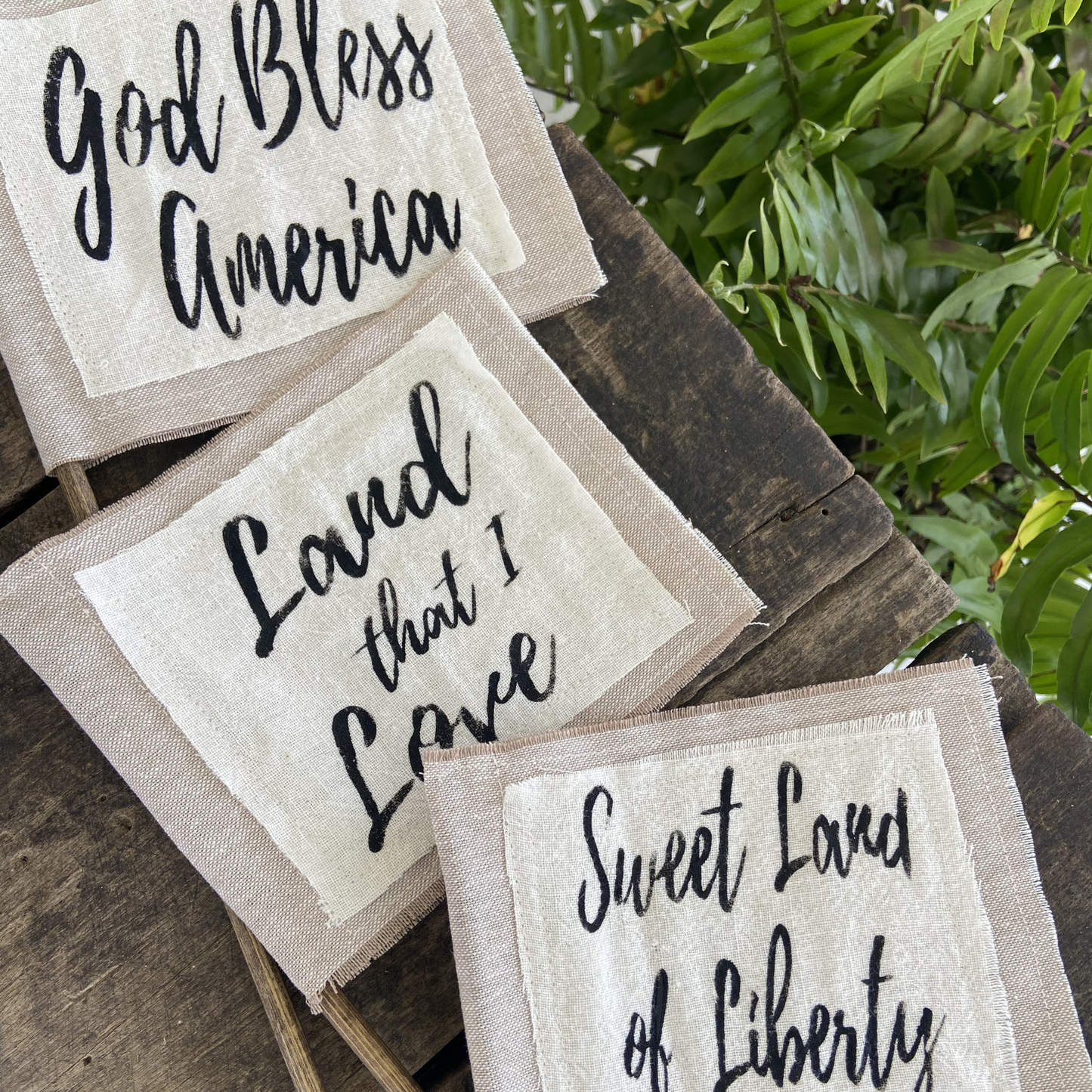 Patriotic Lyric Flags-set of 3