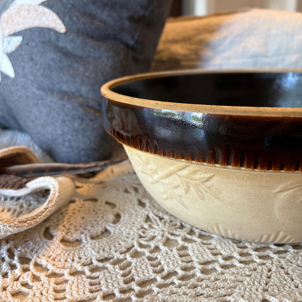 Gathered Vintage Stoneware Bowl