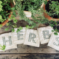 Herbs Fabric Bunting Banner-3 ft. Canvas and Vintage Fabric Farmhouse Kitchen