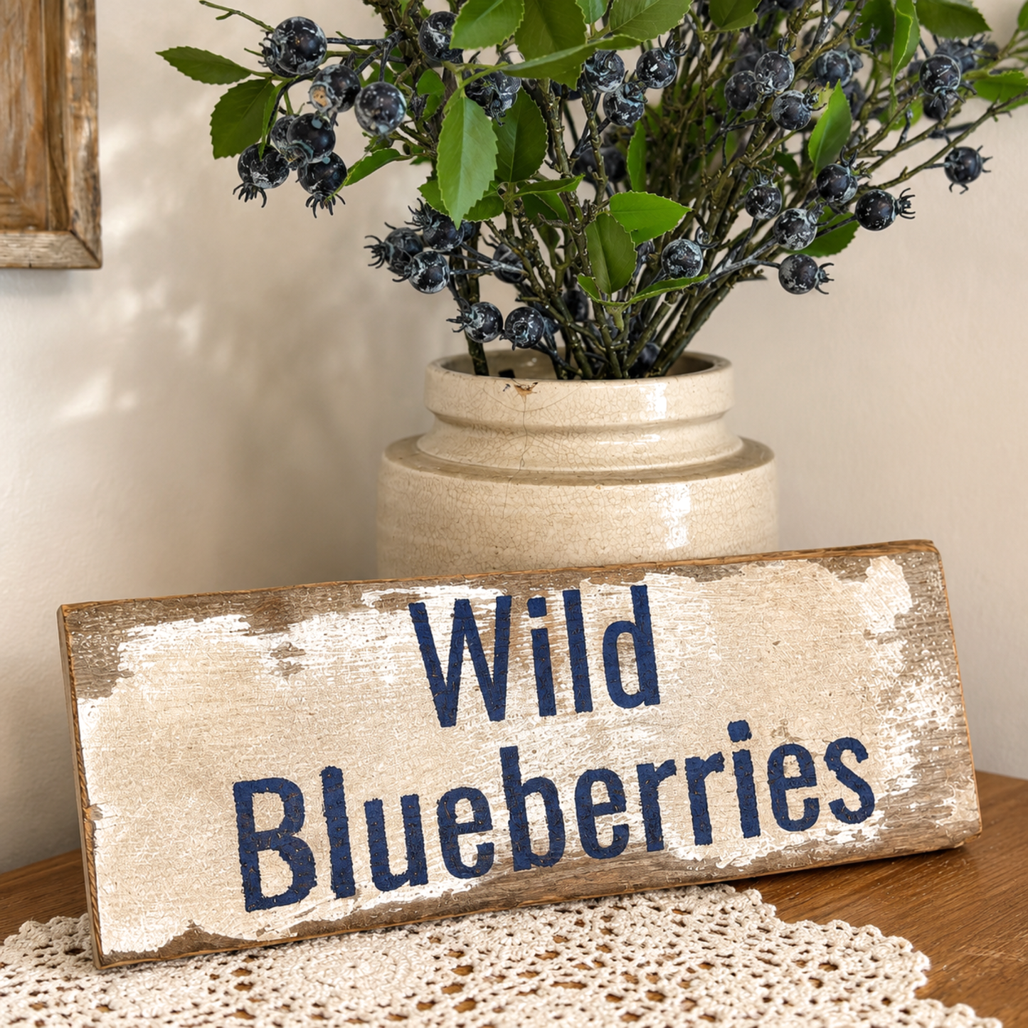 Wild Blueberries Rustic Sign