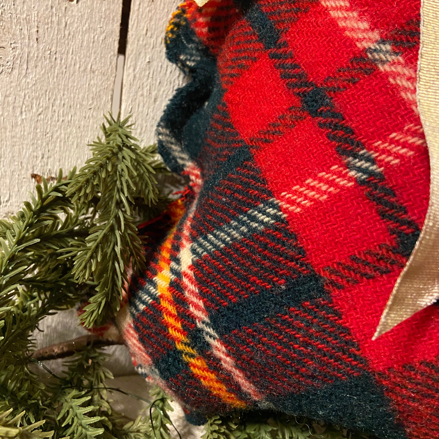 Vintage Wool Plaid Christmas Tree Pillows