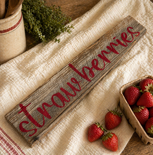 Strawberries Farmstand Sign on Rustic Kentucky Barn wood #3