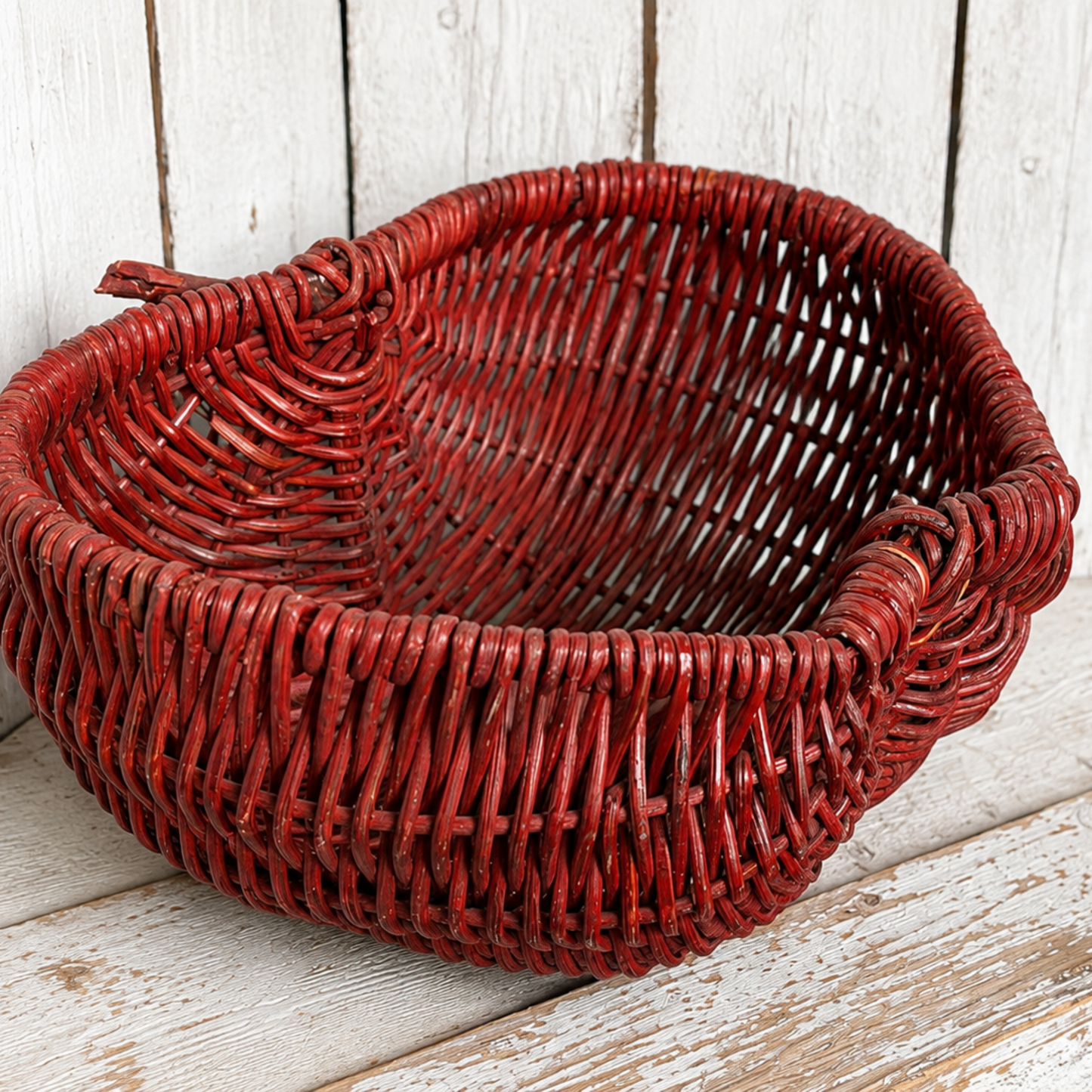 Vintage Red Apple-Shaped Basket