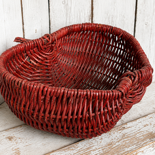 Vintage Red Apple-Shaped Basket