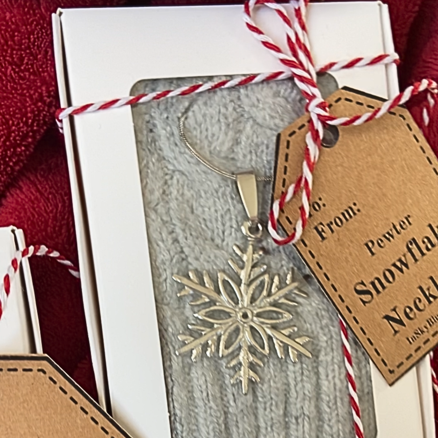Small Pewter Snowflake Pendant w/ 26" Adjustable Rhodium Chain