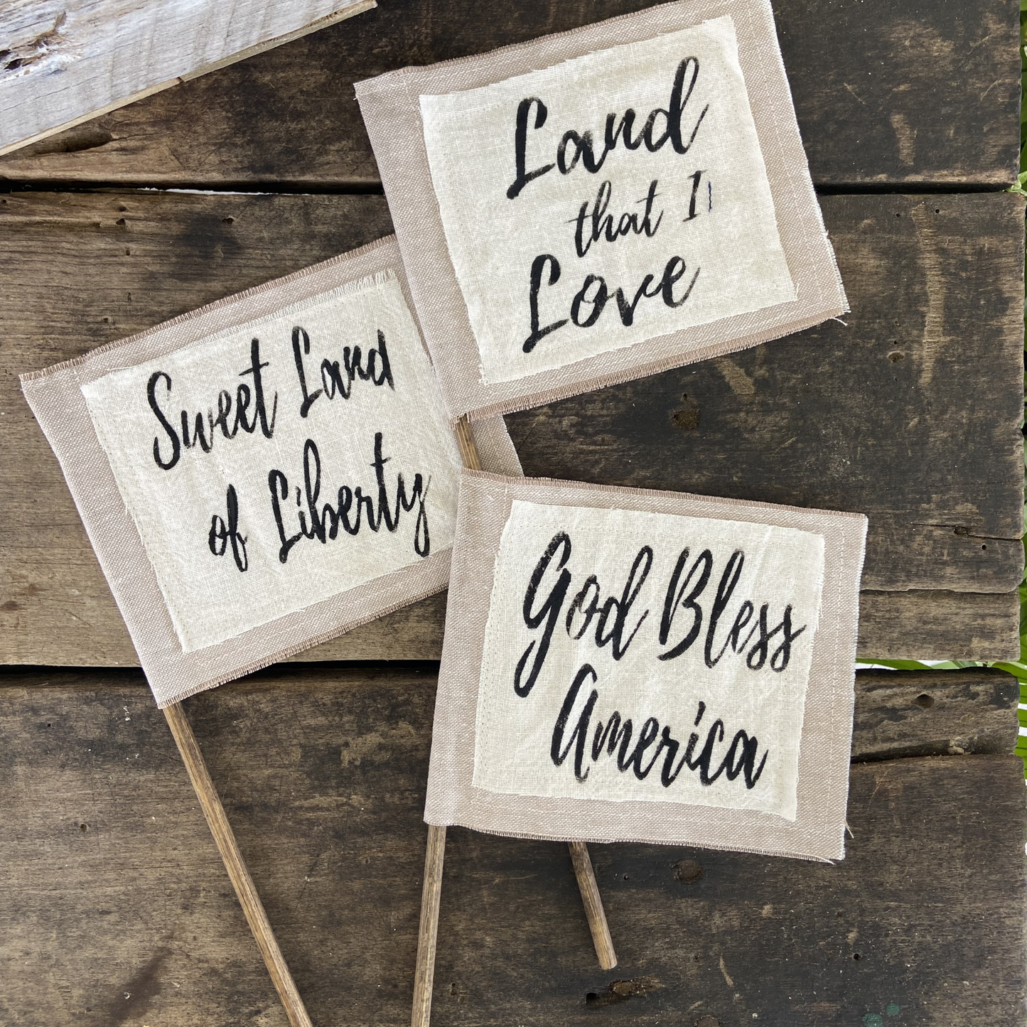 Patriotic Lyric Flags-set of 3