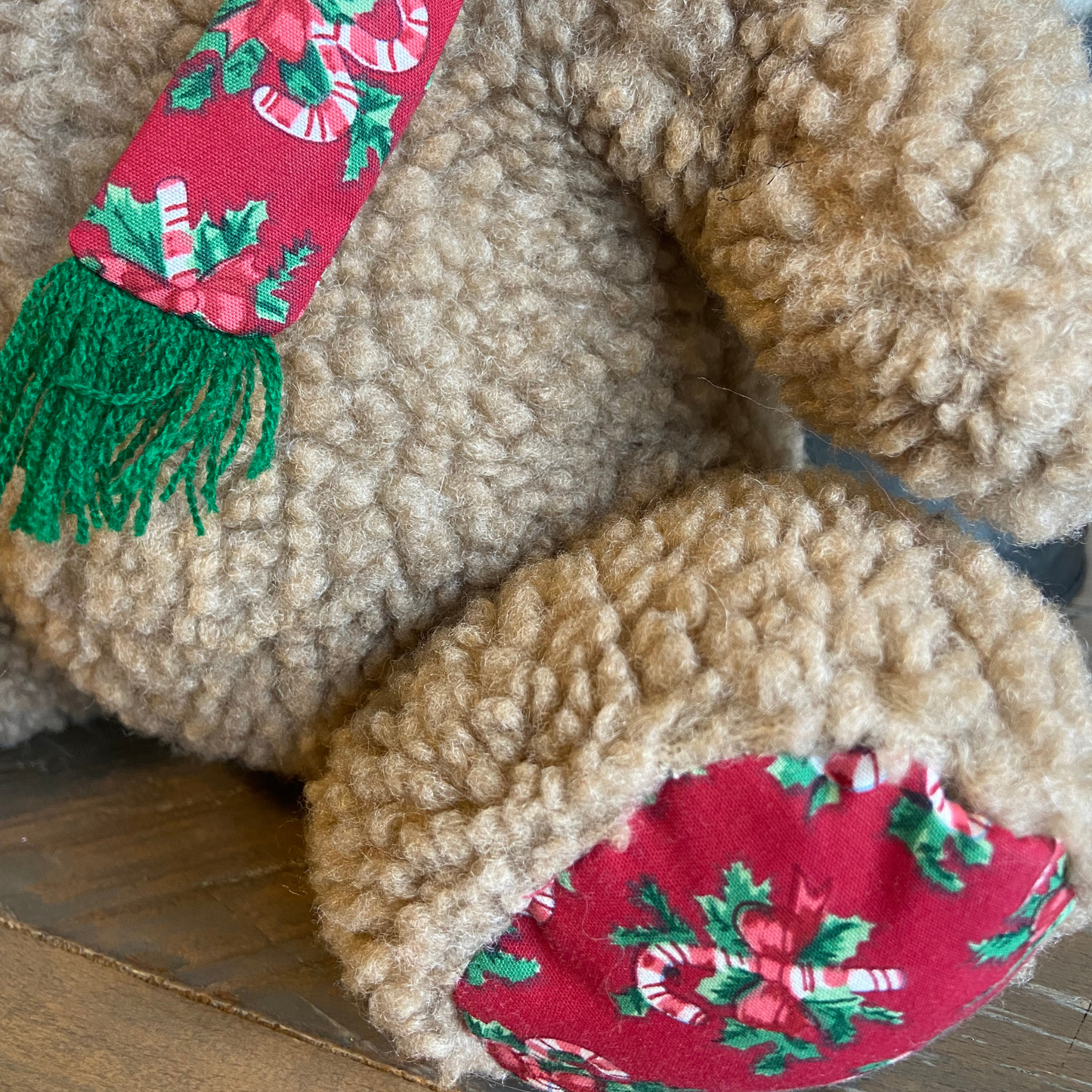 Patchwork Christmas Bear w/ Hat and Scarf