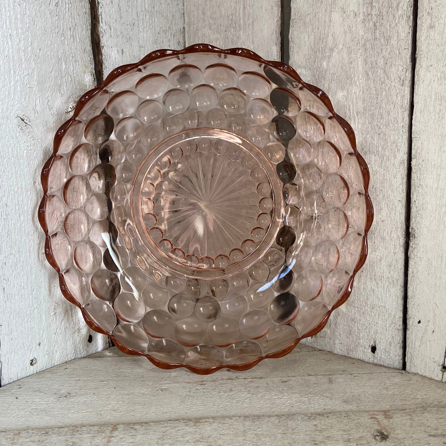 Pink Vintage Glass Short Serving Bowl