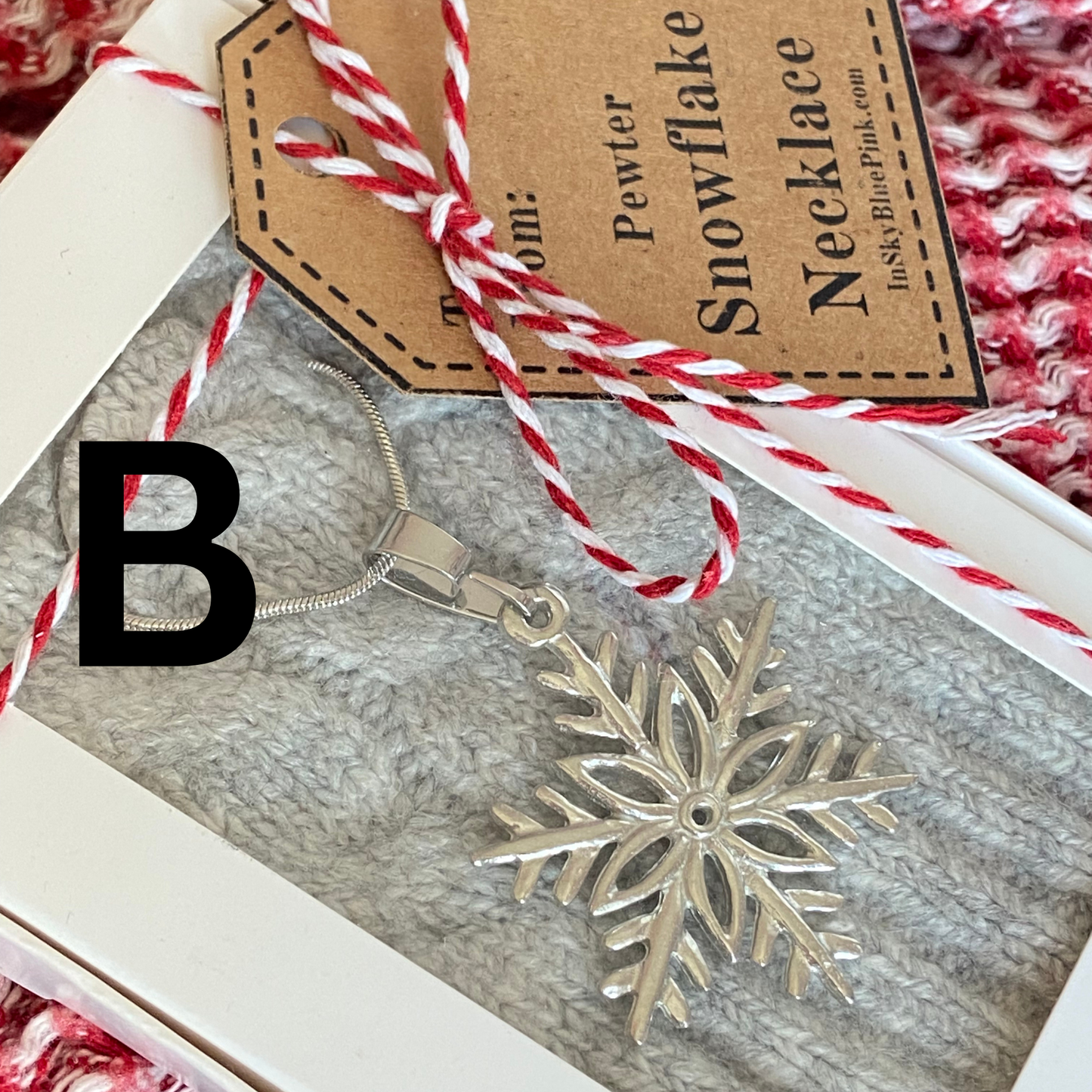 Small Pewter Snowflake Pendant w/ 26" Adjustable Rhodium Chain