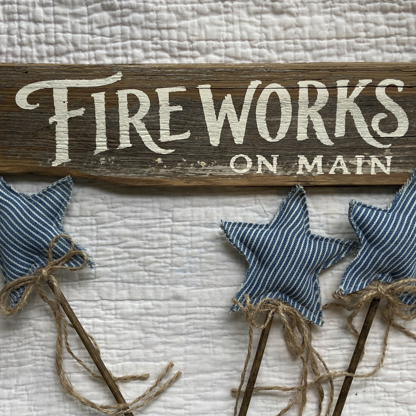 Striped Denim Star Wands-set of 3