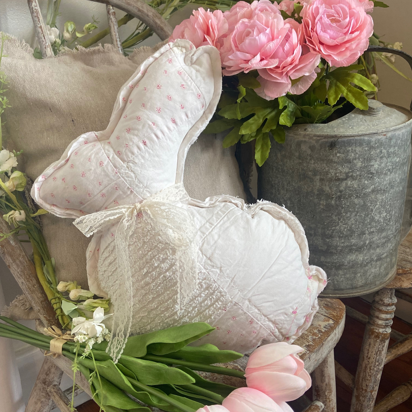 Large Quilted Floral Rabbit