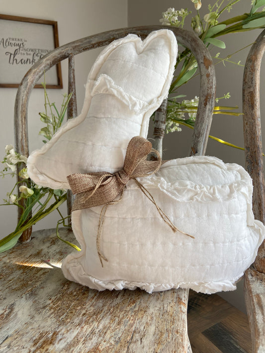 Large White Quilted Rabbit with Ruffles