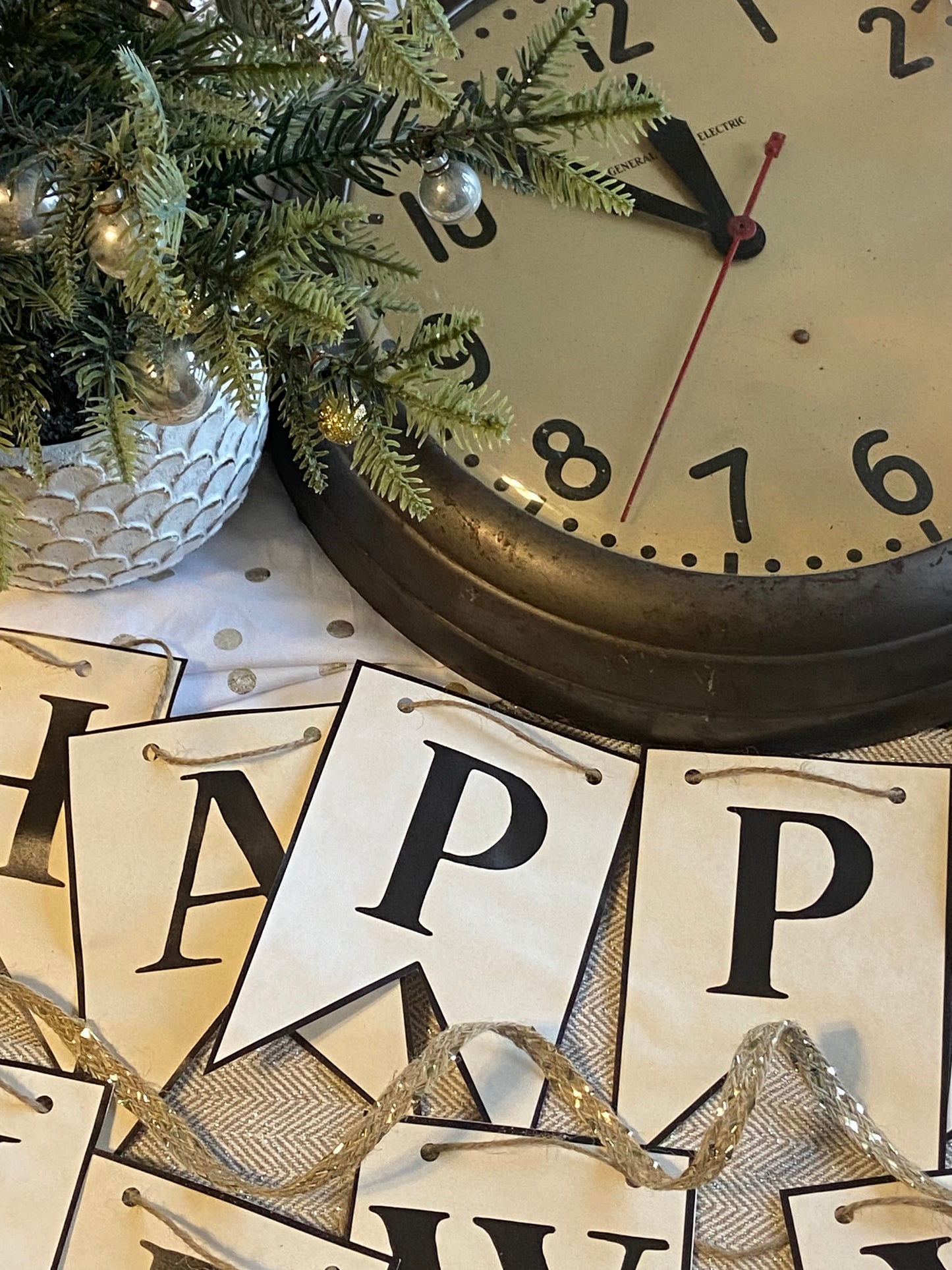 Happy New Year Vintage-Inspired Paper Pennant Banner Digital Download