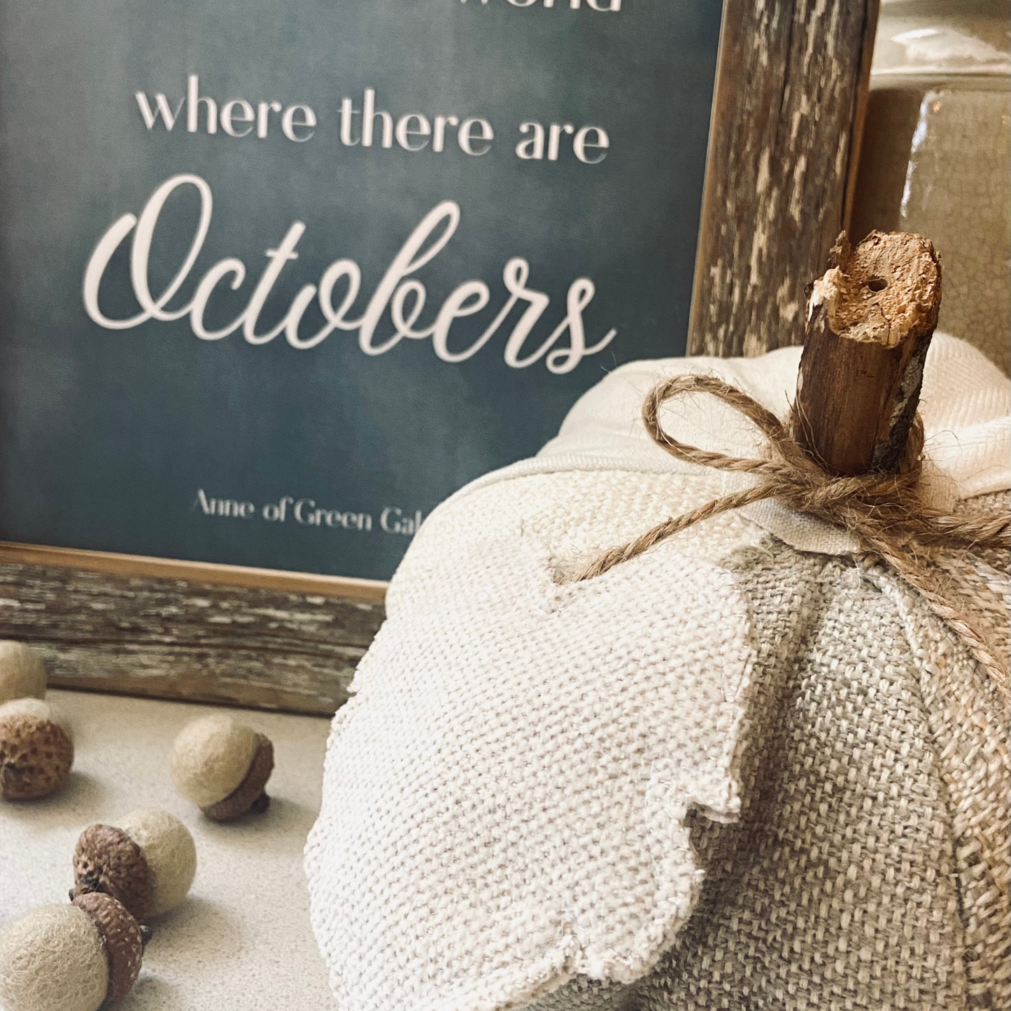 Reclaimed Wood Frame 8 x 10 & Green Chalkboard Print “I love fall”