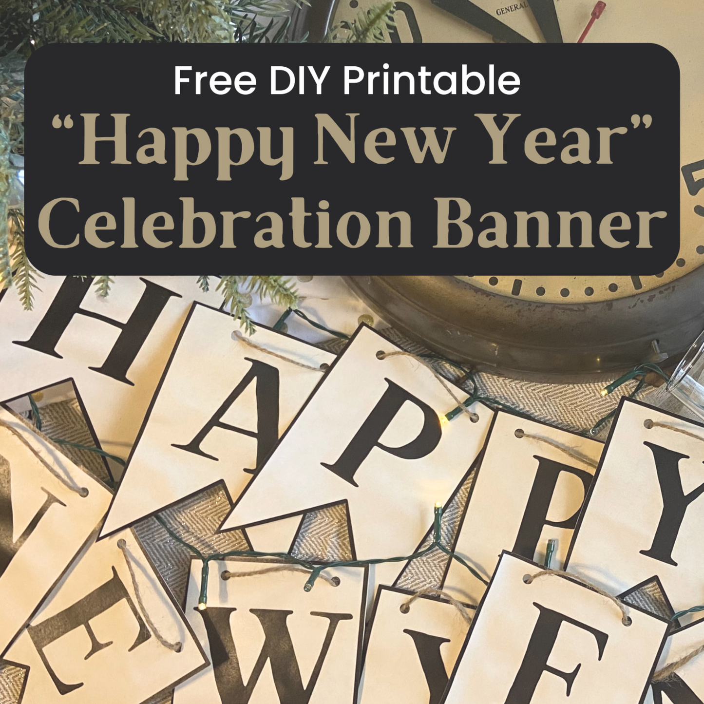Happy New Year Vintage-Inspired Paper Pennant Banner Digital Download