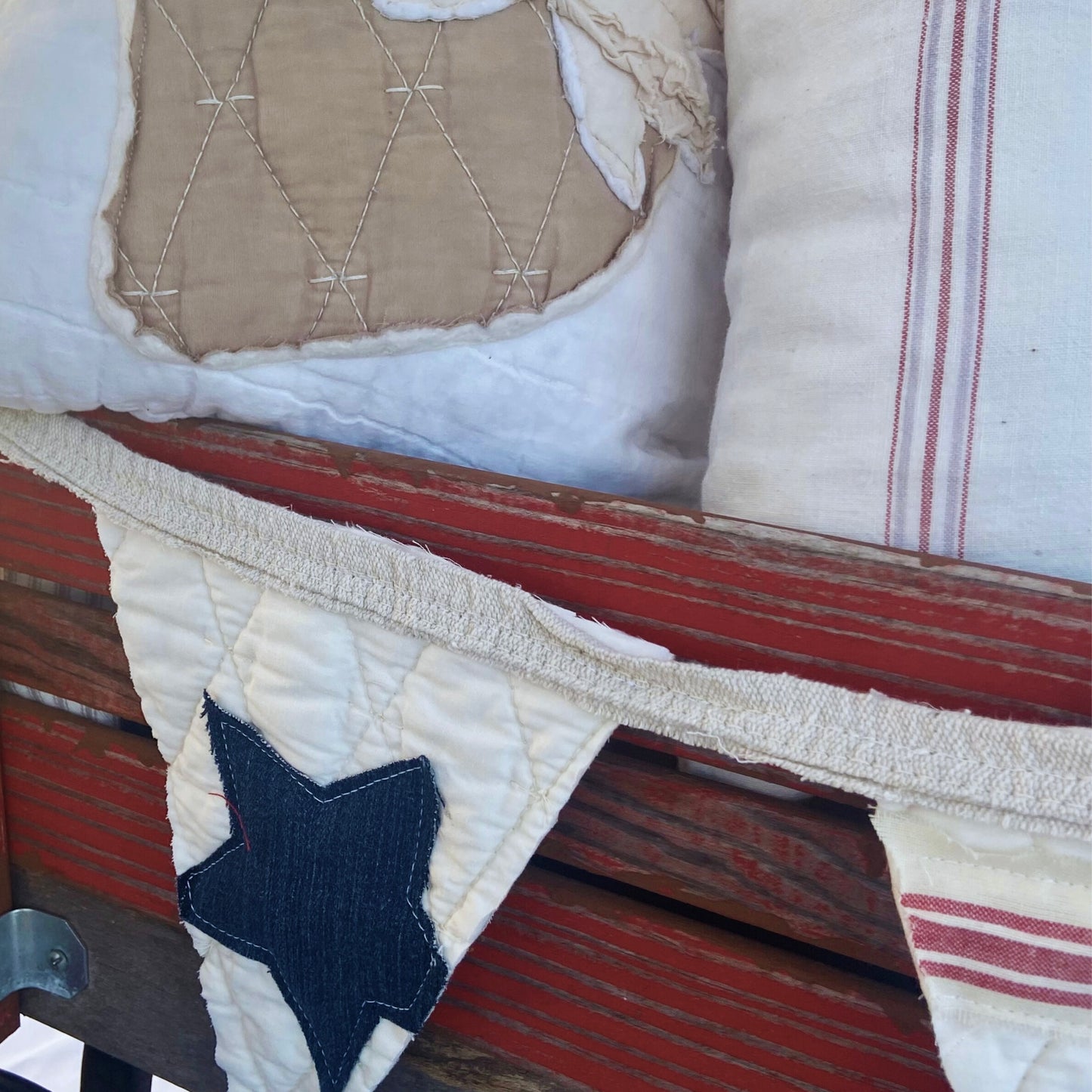 Patriotic Quilted Pennant Banner for 4th of July Decor-5 feet