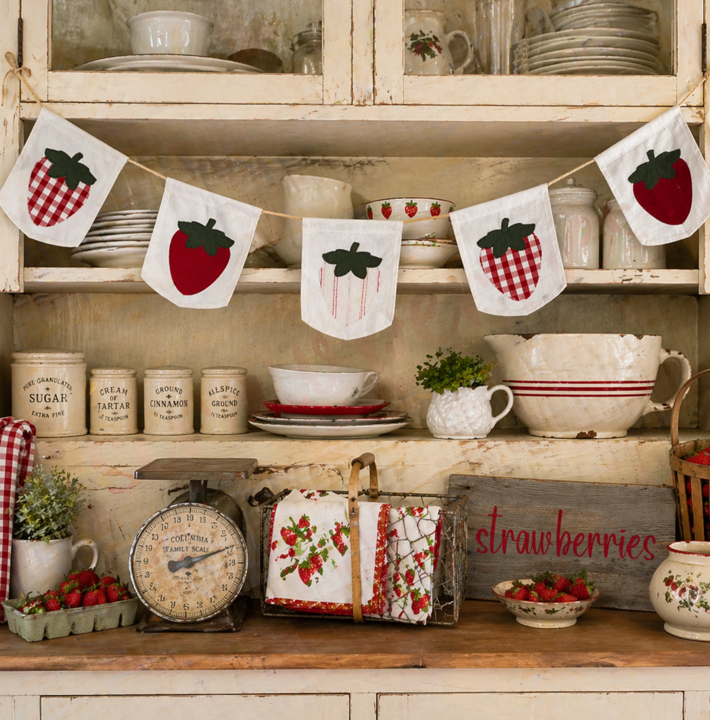 Strawberry Patch Pennant Banner