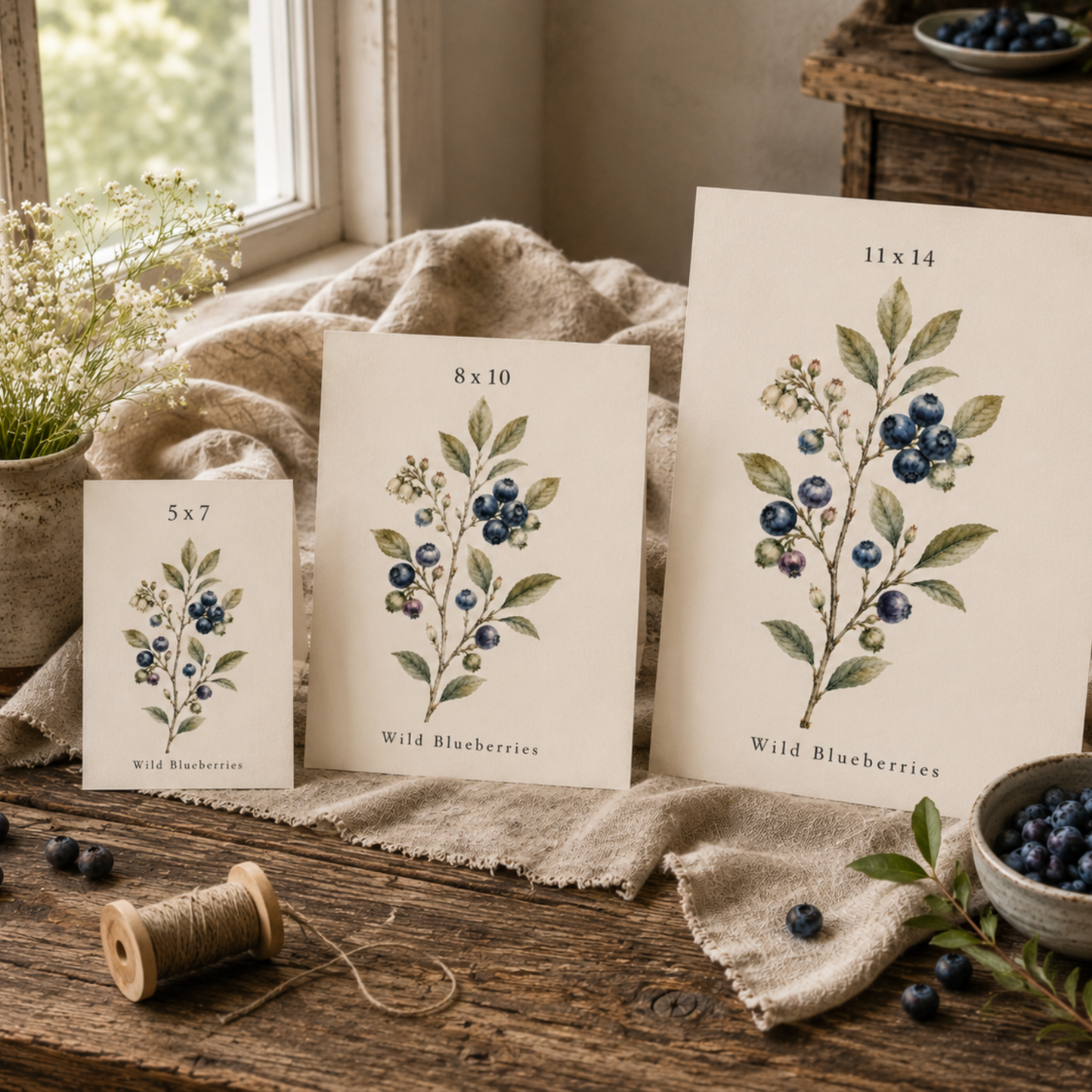 Wild Blueberries Botanical Print