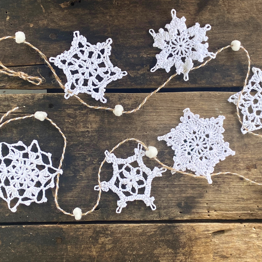 Crocheted Snowflake Garland-4ft
