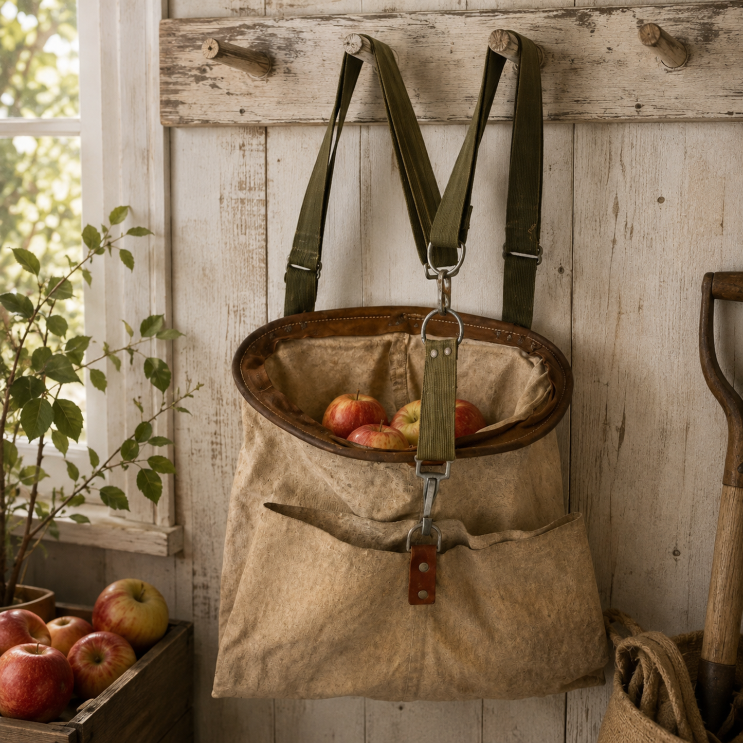 Vintage Canvas Apple Picking Bag