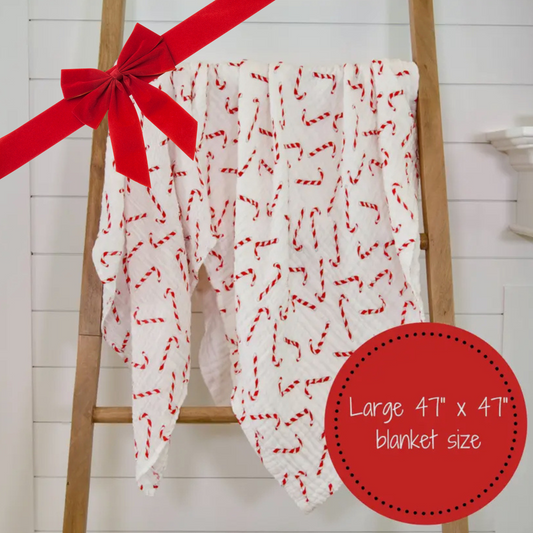 Christmas Baby Bundle-Candy Cane Swaddle & Red Winter Knitted Hat