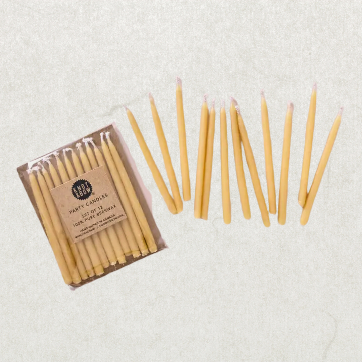 Hand-Dipped Beeswax Birthday Candles l Natural- Set of 12