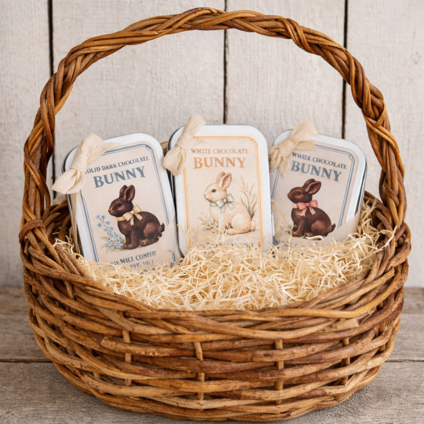 Vintage Easter Bunny Chocolate Tin-Set of 3