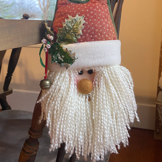 Vintage Door Hanger-Santa w/holly