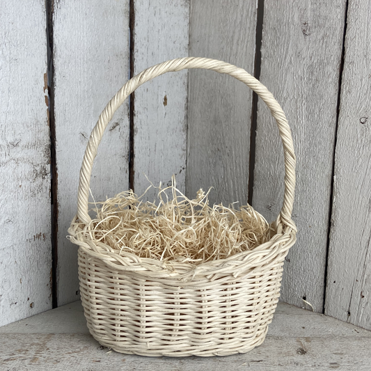 Small Cream Vintage Wicker Baset