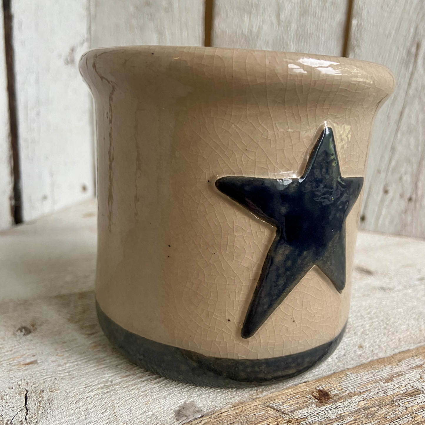 Small Vintage Stoneware Star Crock