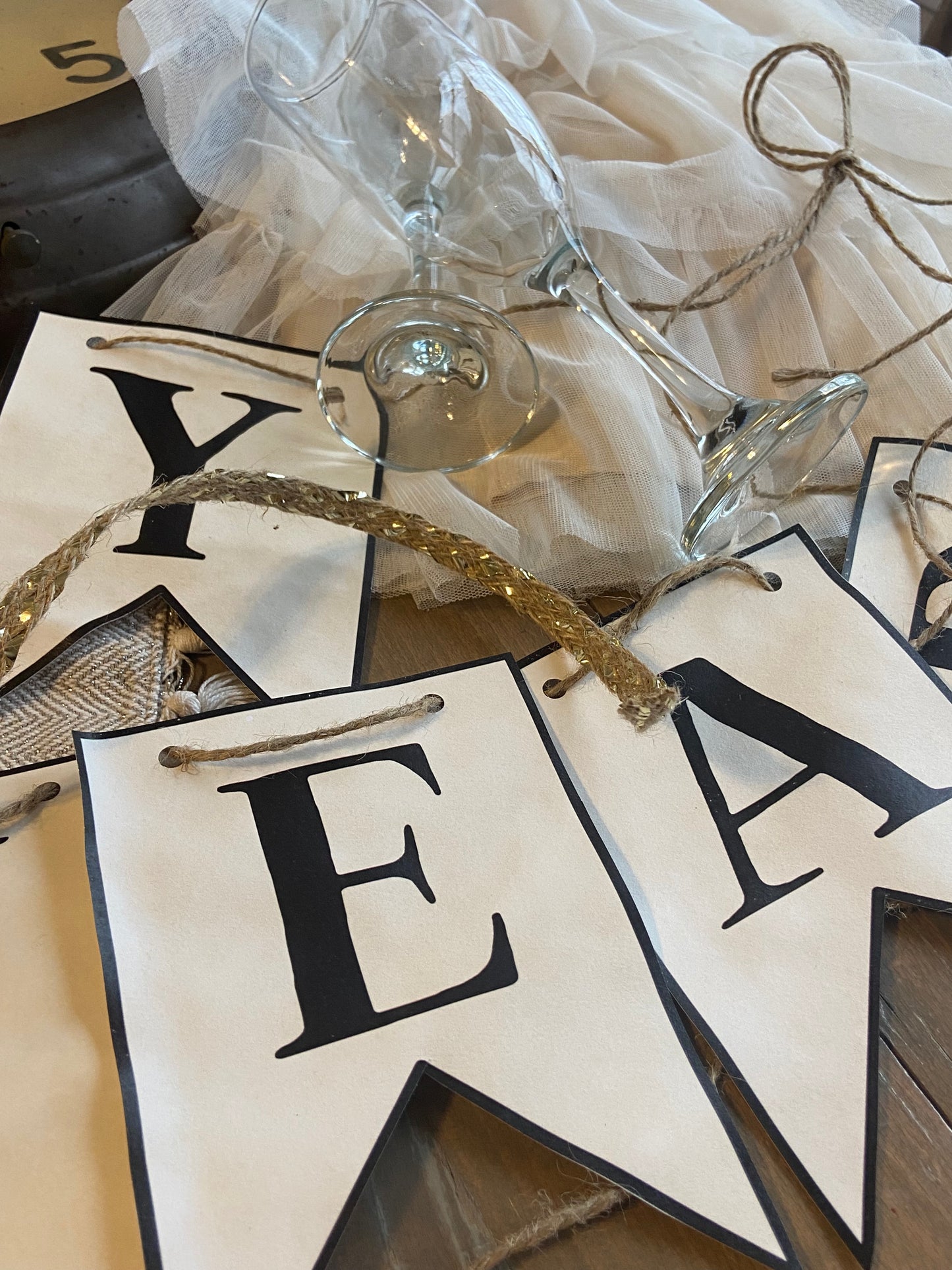 Happy New Year Vintage-Inspired Paper Pennant Banner Digital Download