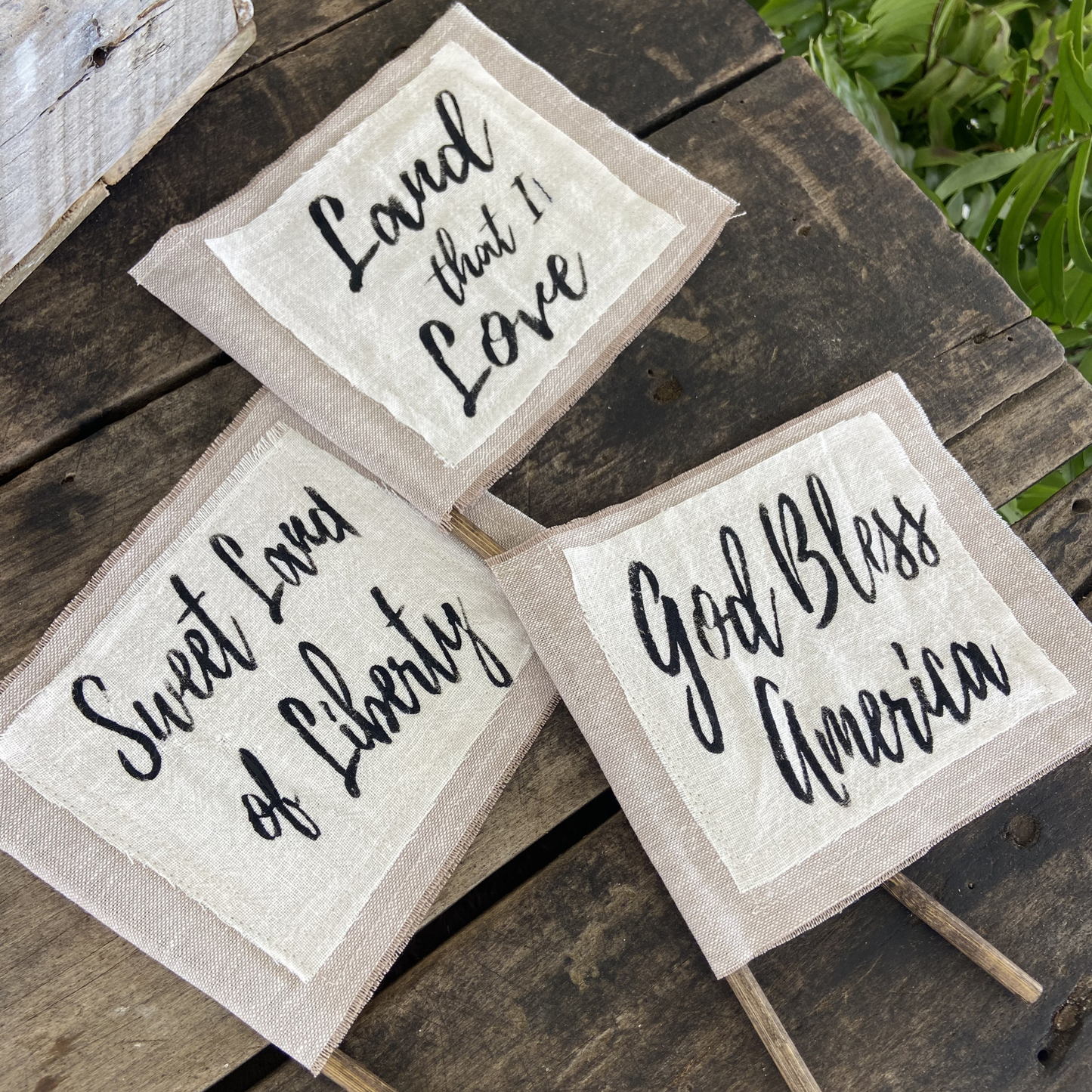 Patriotic Lyric Flags-set of 3