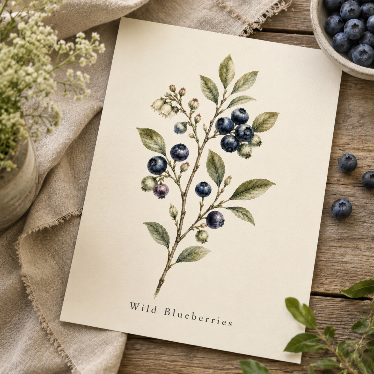 Wild Blueberries Botanical Print