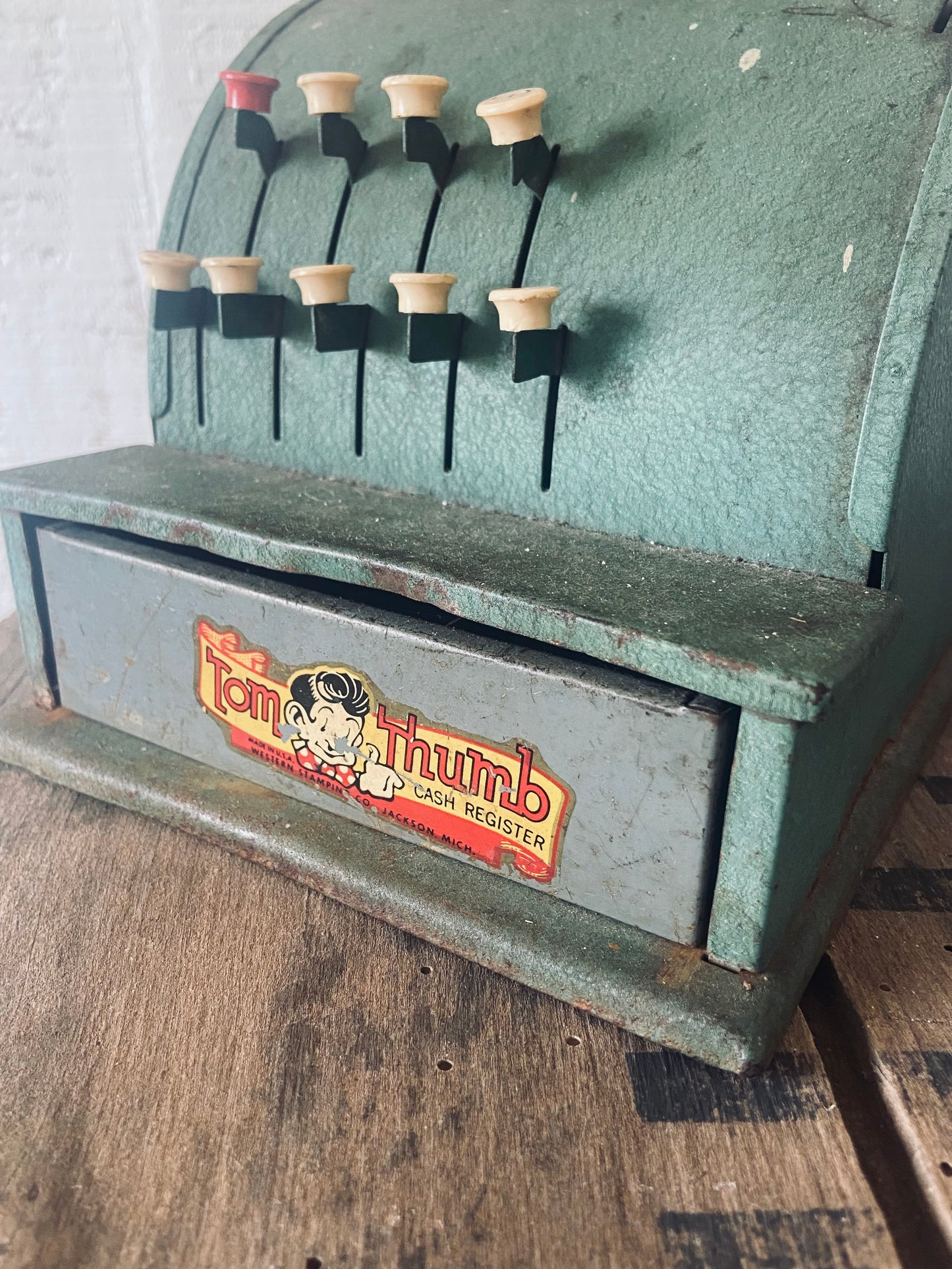 Tom Thumb Green Metal Children’s Cash Register-1950’s