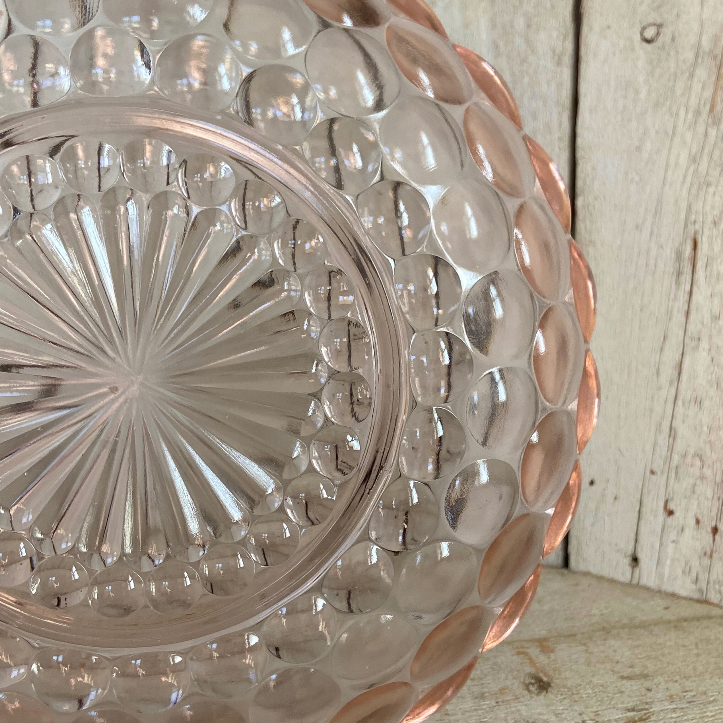 Pink Vintage Glass Short Serving Bowl