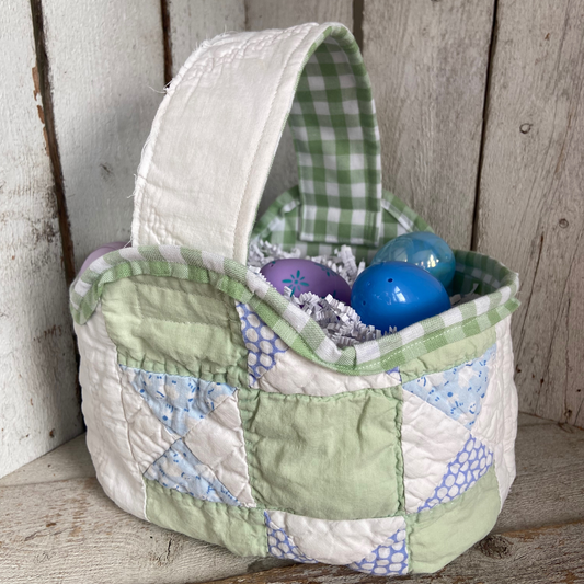 Blue & Green Quilted Easter Basket.