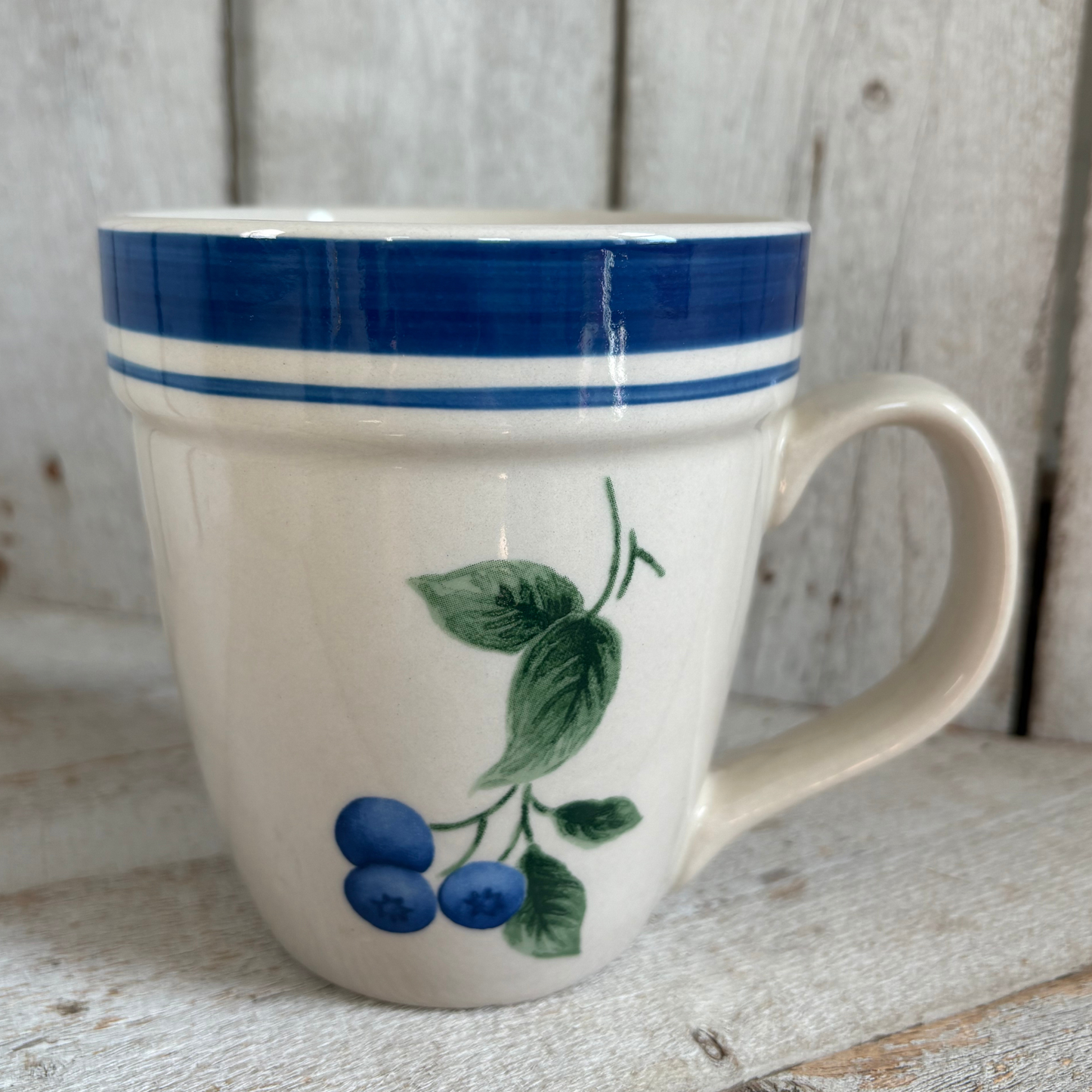 Vintage L.L.Bean Blueberry Stoneware Mug Set (2)-retired