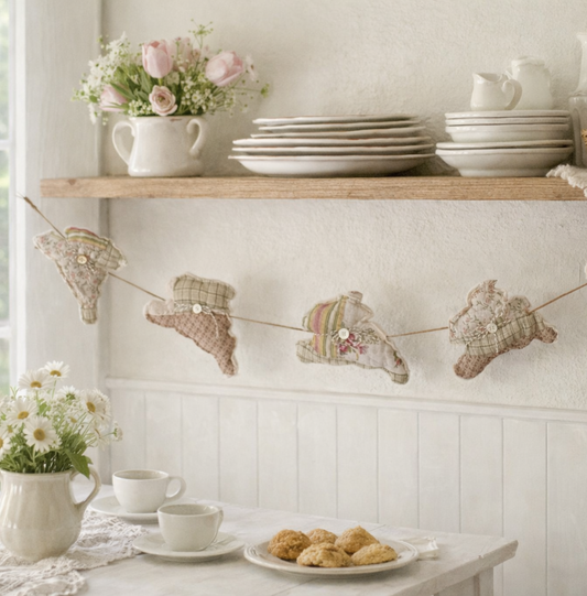 Quilted Bunny Garland Cottage Floral-4 ft