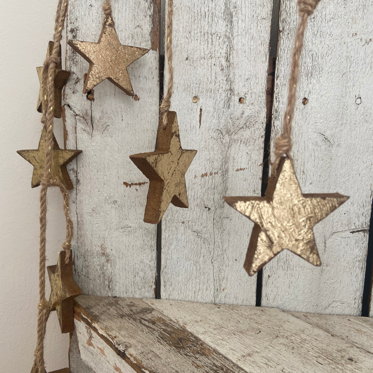 Gold Metallic Stars Garland on Jute Twine-6ft