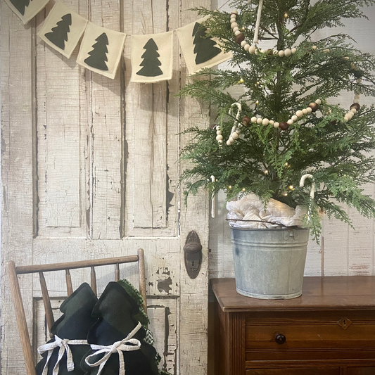 Tree Farm Bundle: Wool Pine Tree Plush AND Christmas Tree Farm Garland