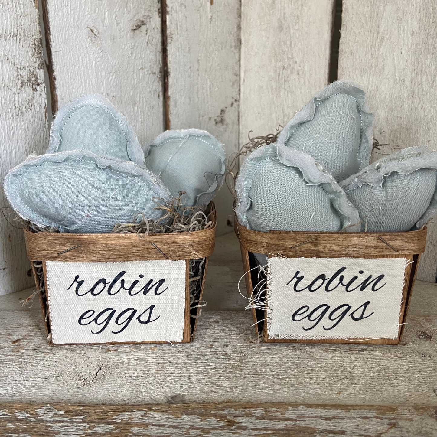 Quilted Robin Eggs in Basket