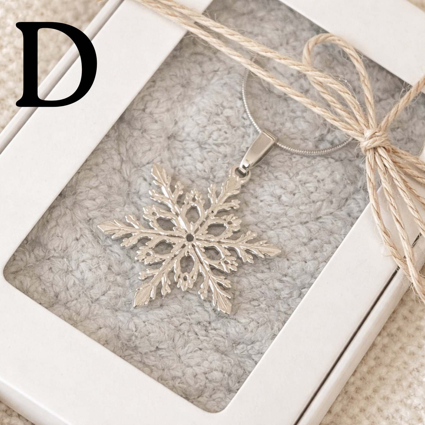 Small Pewter Snowflake Pendant w/ 26" Adjustable Rhodium Chain