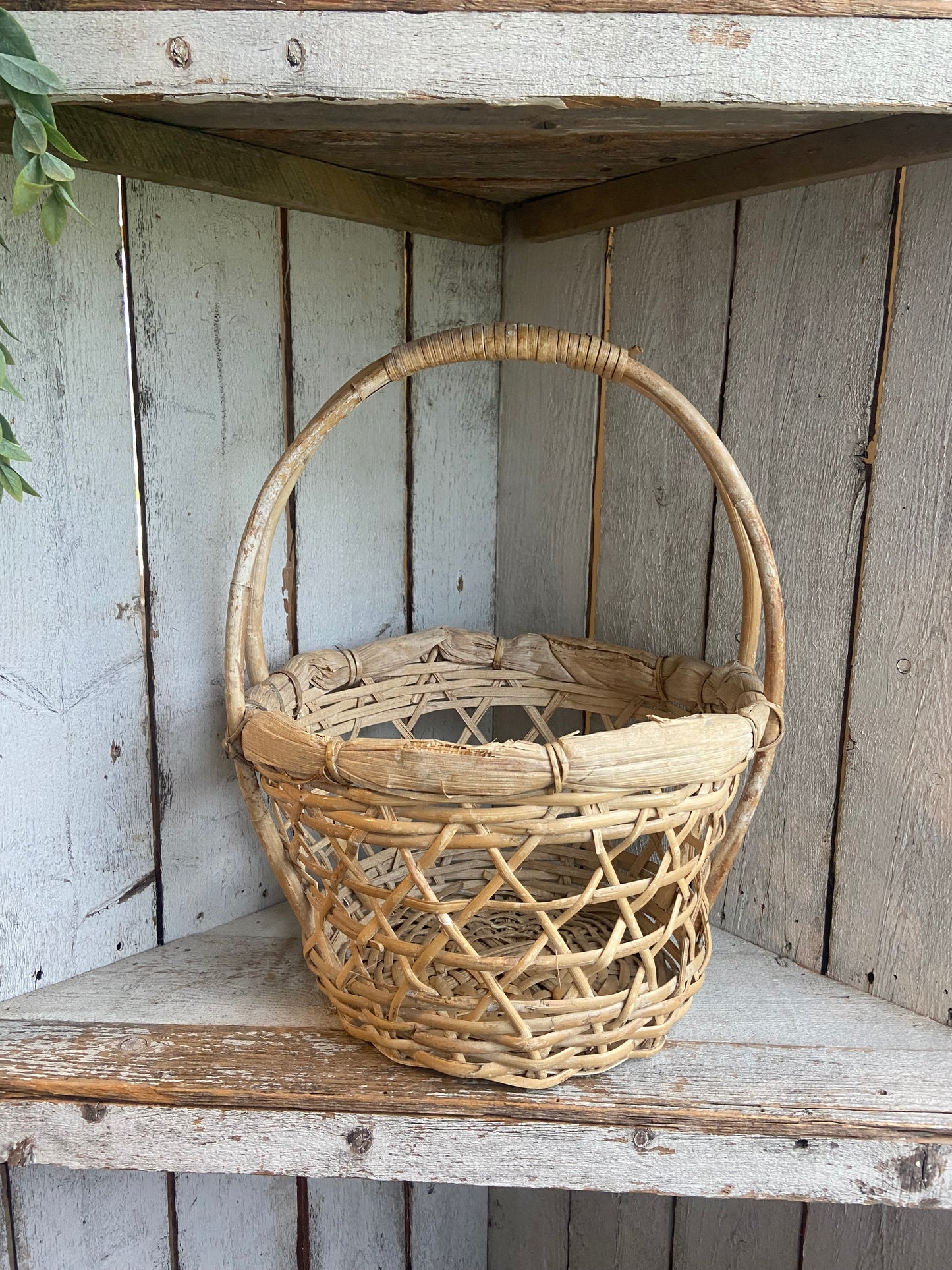 Vintage Corn Husk Basket