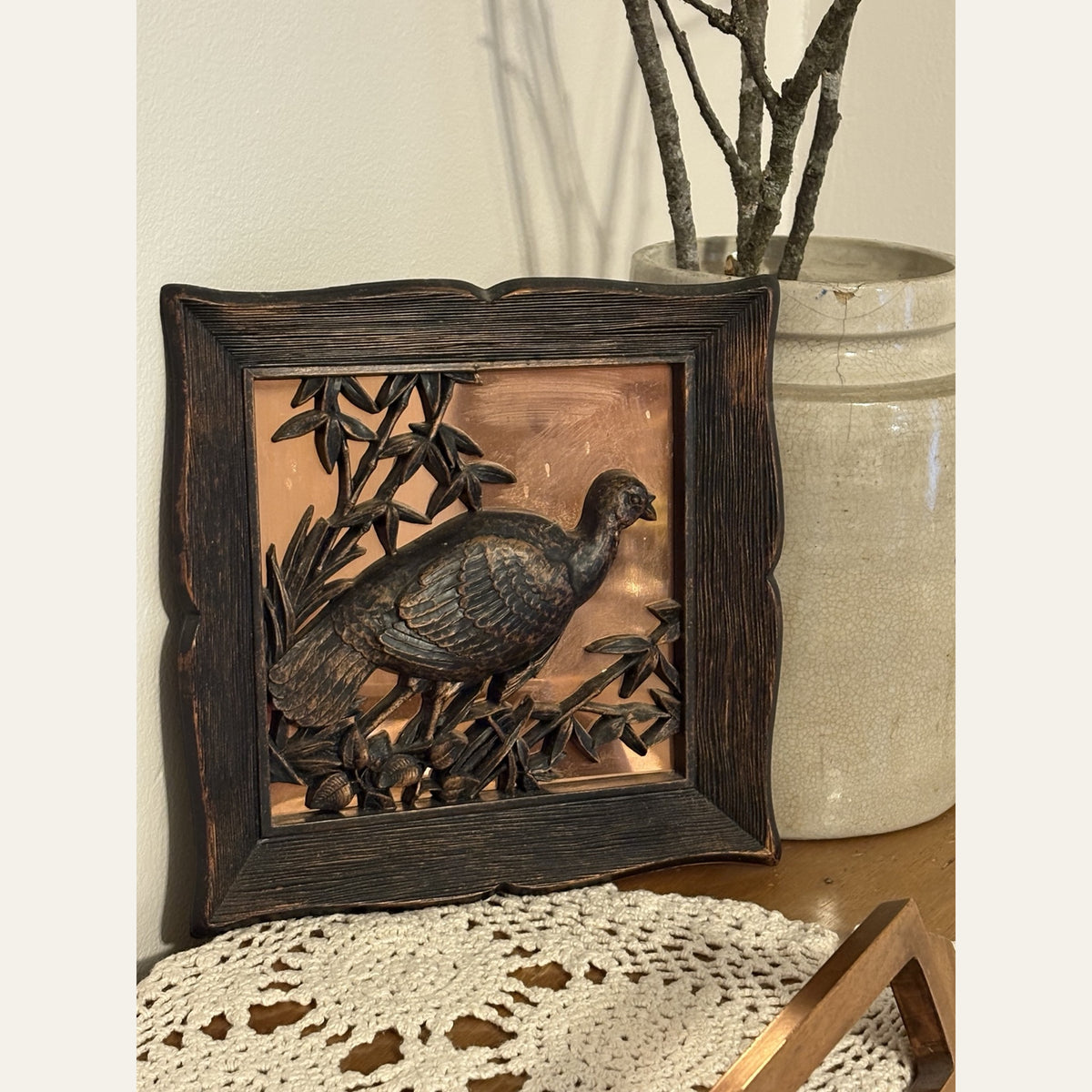 Vintage Copper Wild Game Framed Art-#3
