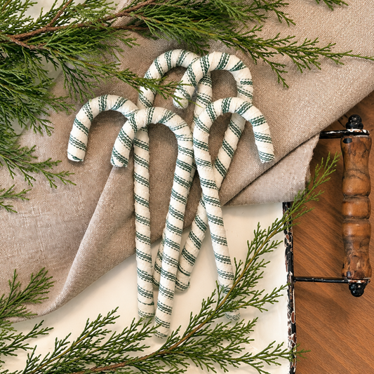 Old-Fashioned Spearmint Fabric Wrapped Candy Canes | Set of 5