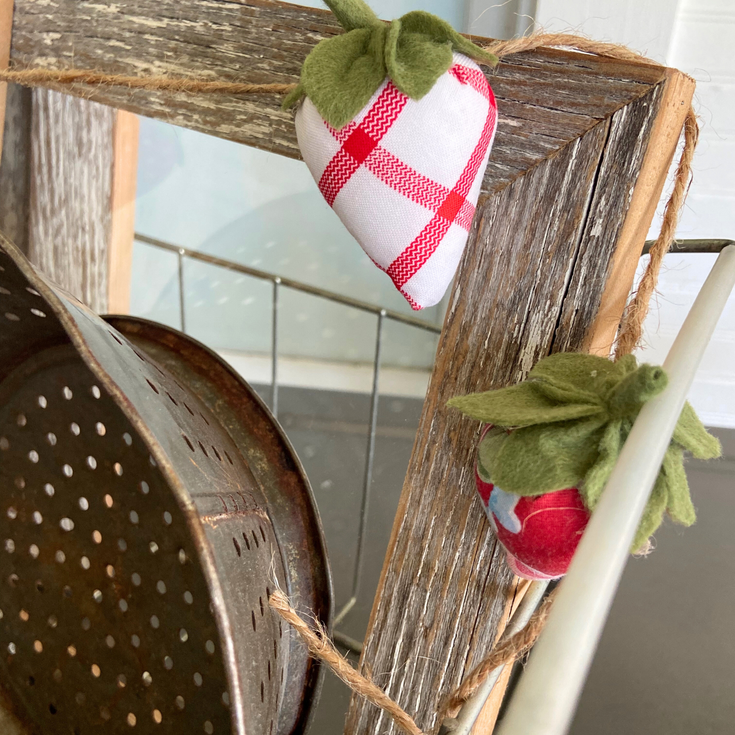 Fabric Strawberries Garland-3 feet, summer farmhouse decor, strawberry party