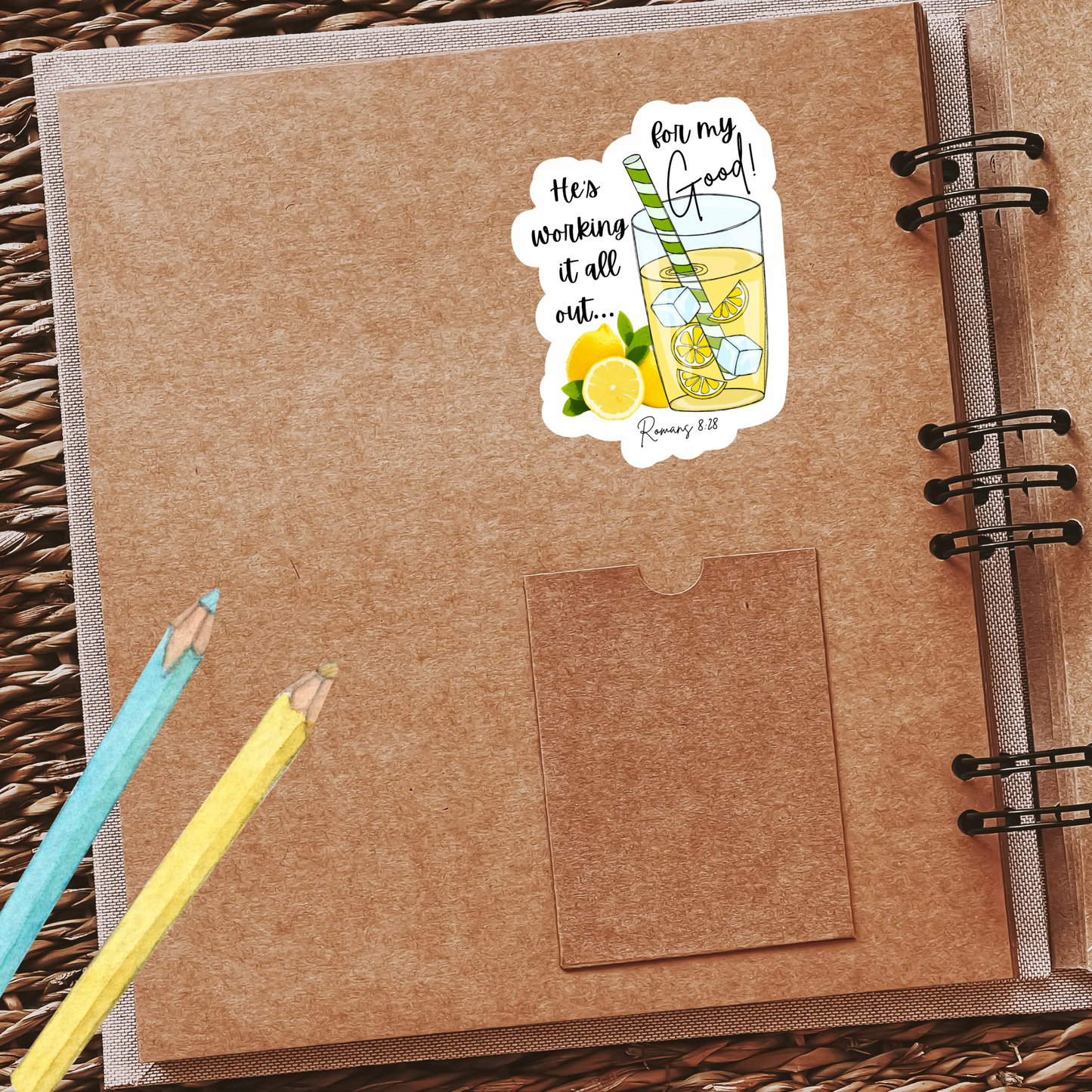 Lemonade Waterproof Sticker 2” x 3 “He’s Working it Out for my Good” Romans 8:28