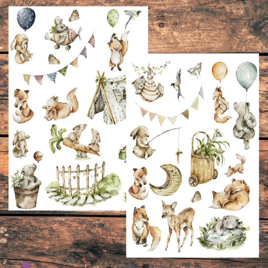 Spring Woodland Animals Waterproof Stickers Set