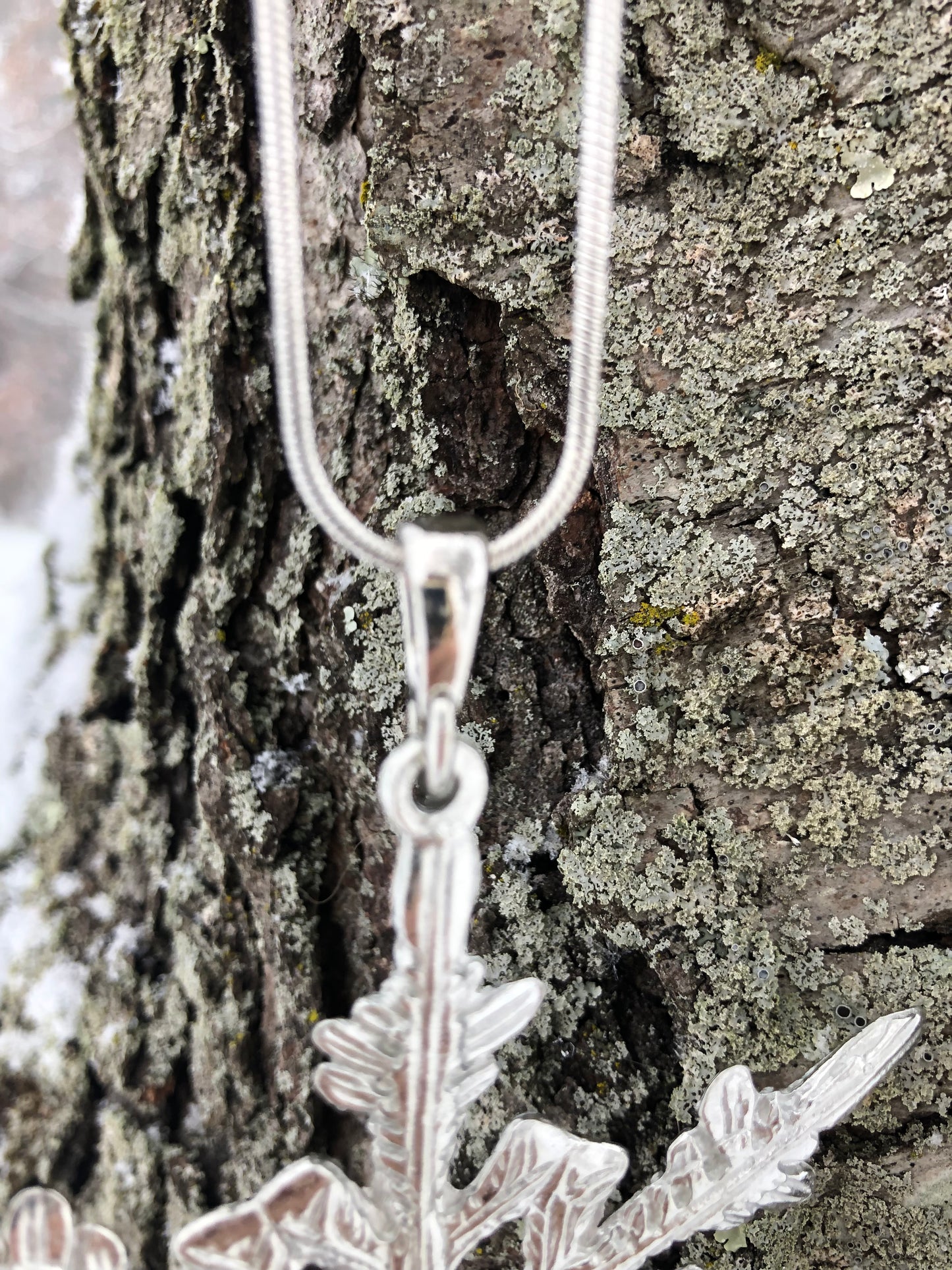 Large Pewter Snowflake Pendant w/ 26" Adjustable Rhodium Chain